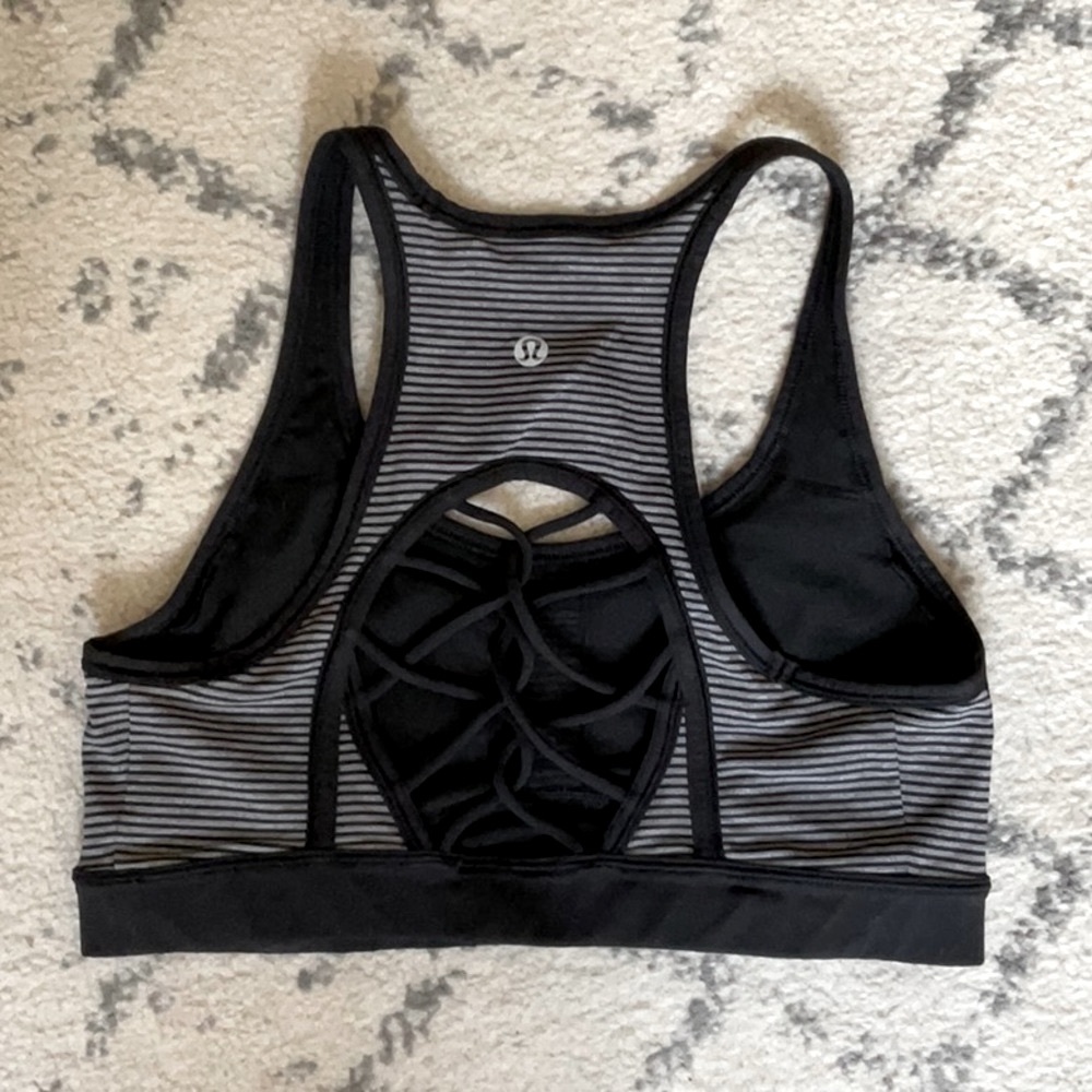 Lululemon Sweaty Or Not Bra, Grey & Black. M